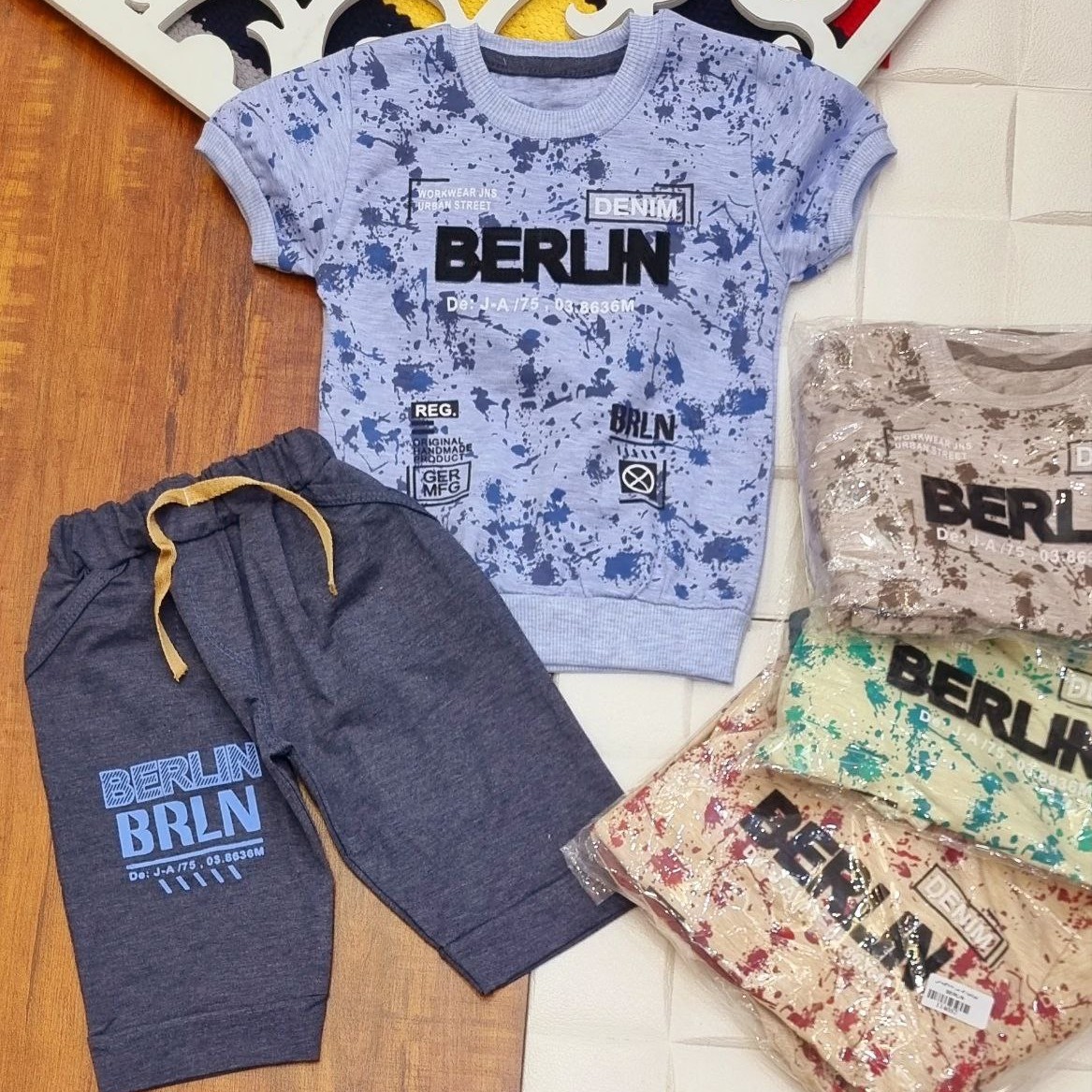 تیشرت و شلوارک پسرانه اسپان و پنبه سایز 35 تا 50