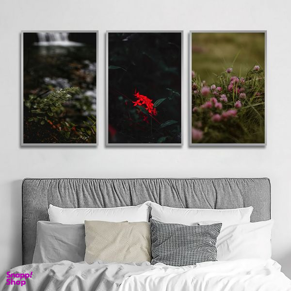 تابلو بکلیت طرح مدرن طبیعت و گل مدل SI-1629 مجموعه 3 عددی