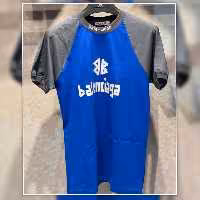 تیشرت مردانه یقه گرد BALENCIAGA رنگ آبی -طوسی