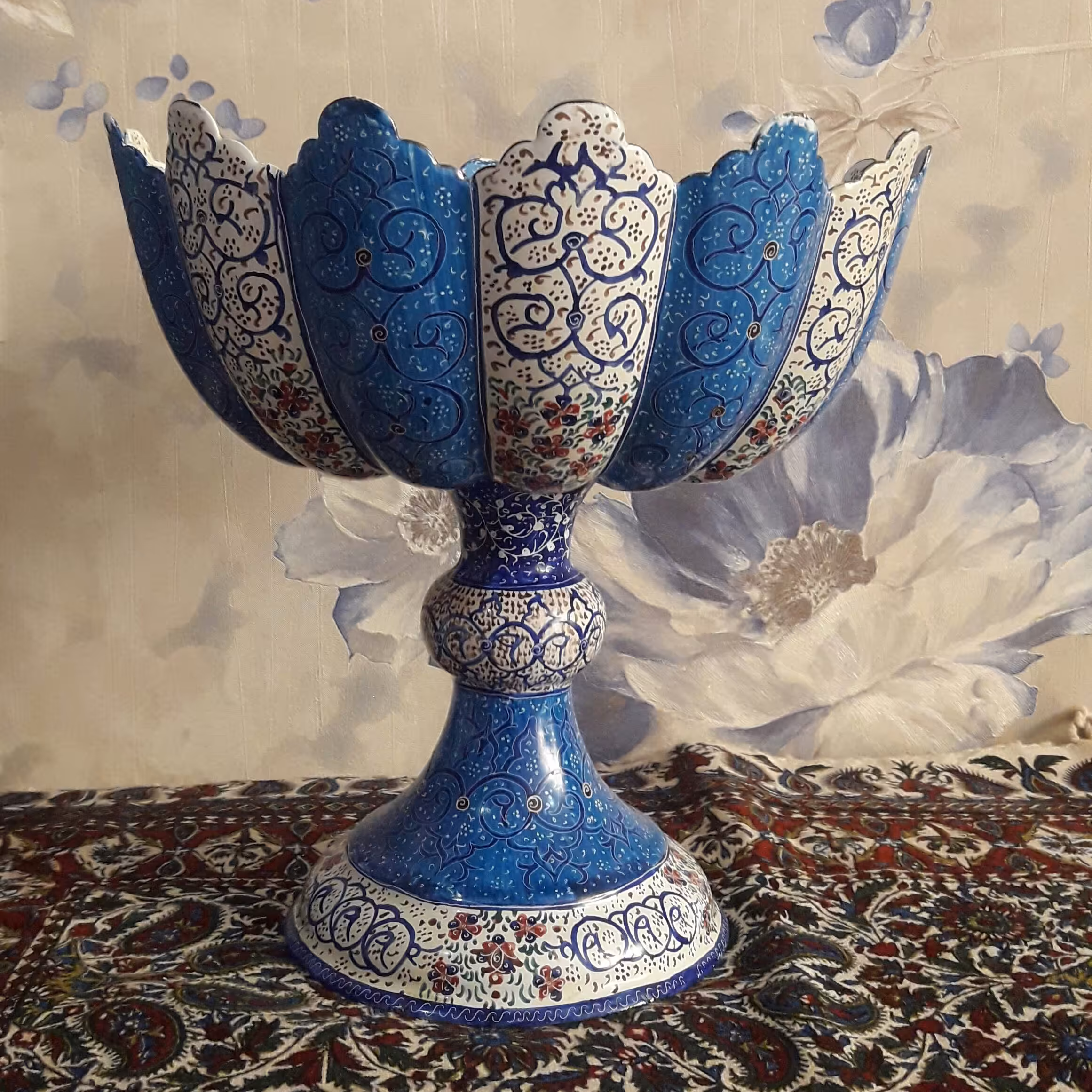 کاسه پایه دار 30 سانتی میناکاری. مدل خیاری