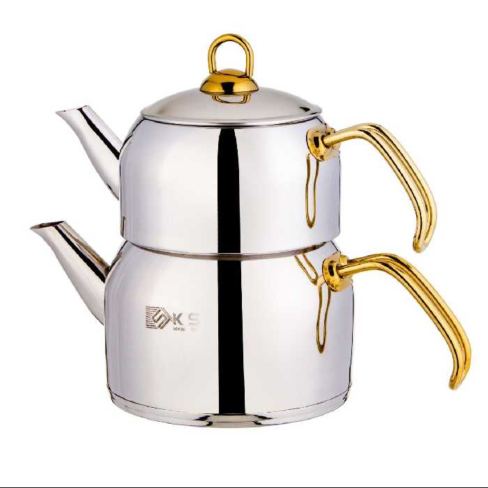 کتری لوله دار یراق طلا با قوری استیل برند کی اس تی 1060SG