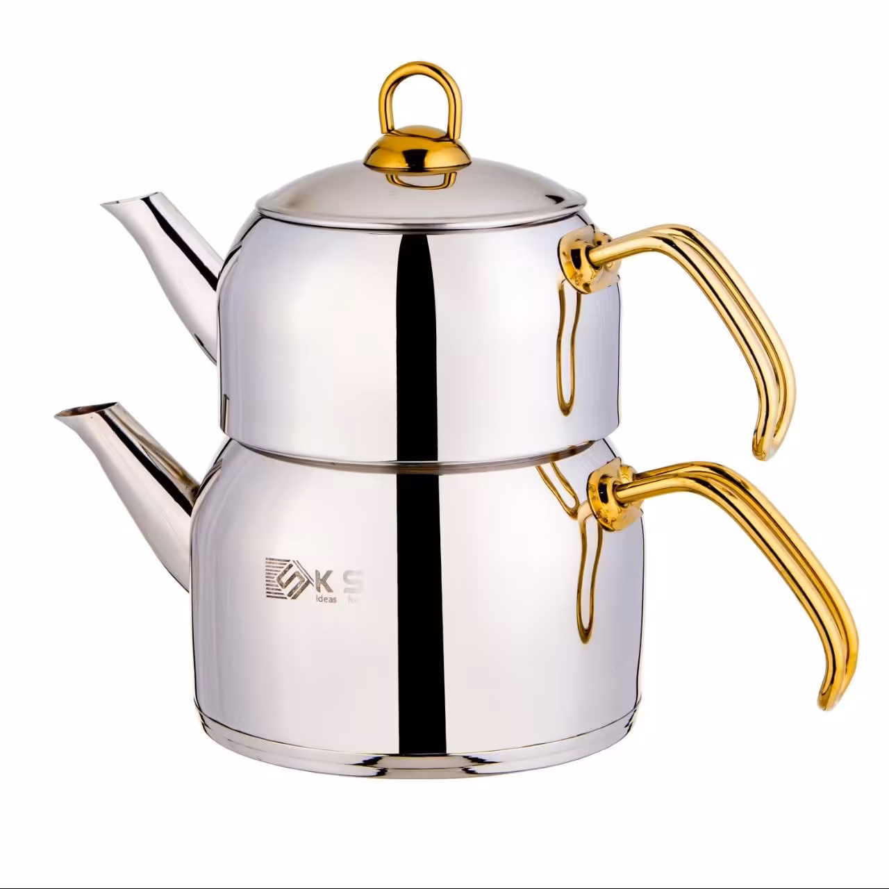 کتری لوله دار یراق طلا با قوری استیل برند کی اس تی 1060SG