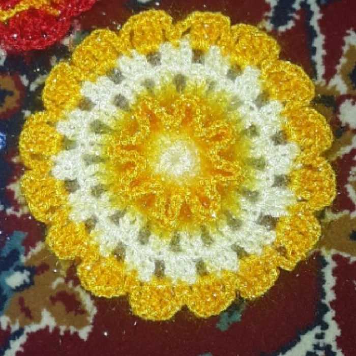 اسکاج دست بافت طرح گل آفتابگردان