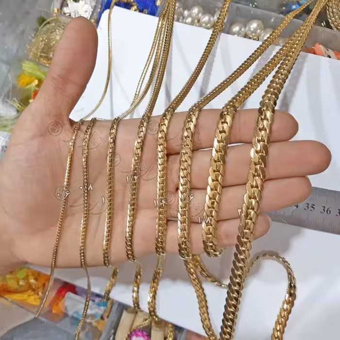 زنجیر کارتیر فشرده استیل طلائی واحد 50 سانتیمتری



