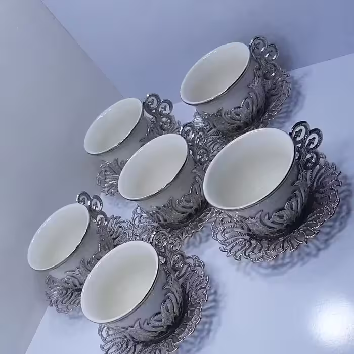 فنجان نعلبکی نقره ای