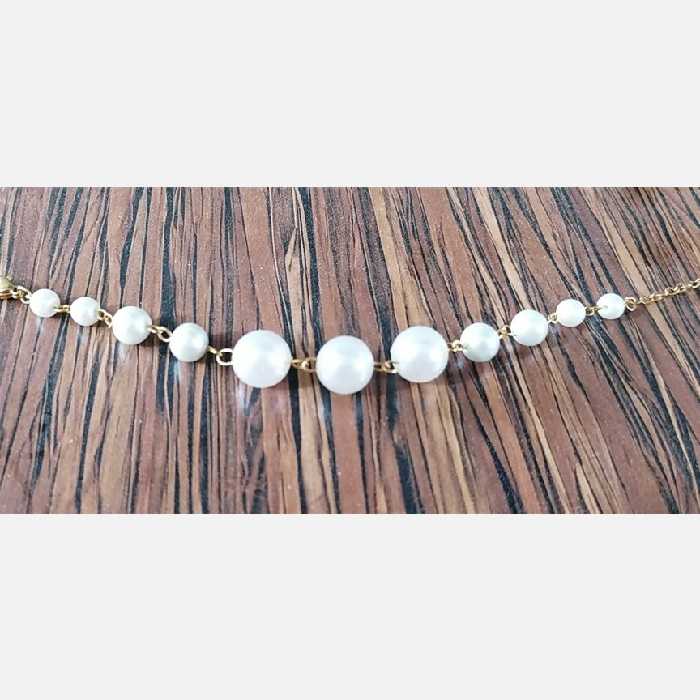دستبند مرواریدی با زنجیر سایز طلایی (پس کرایه )