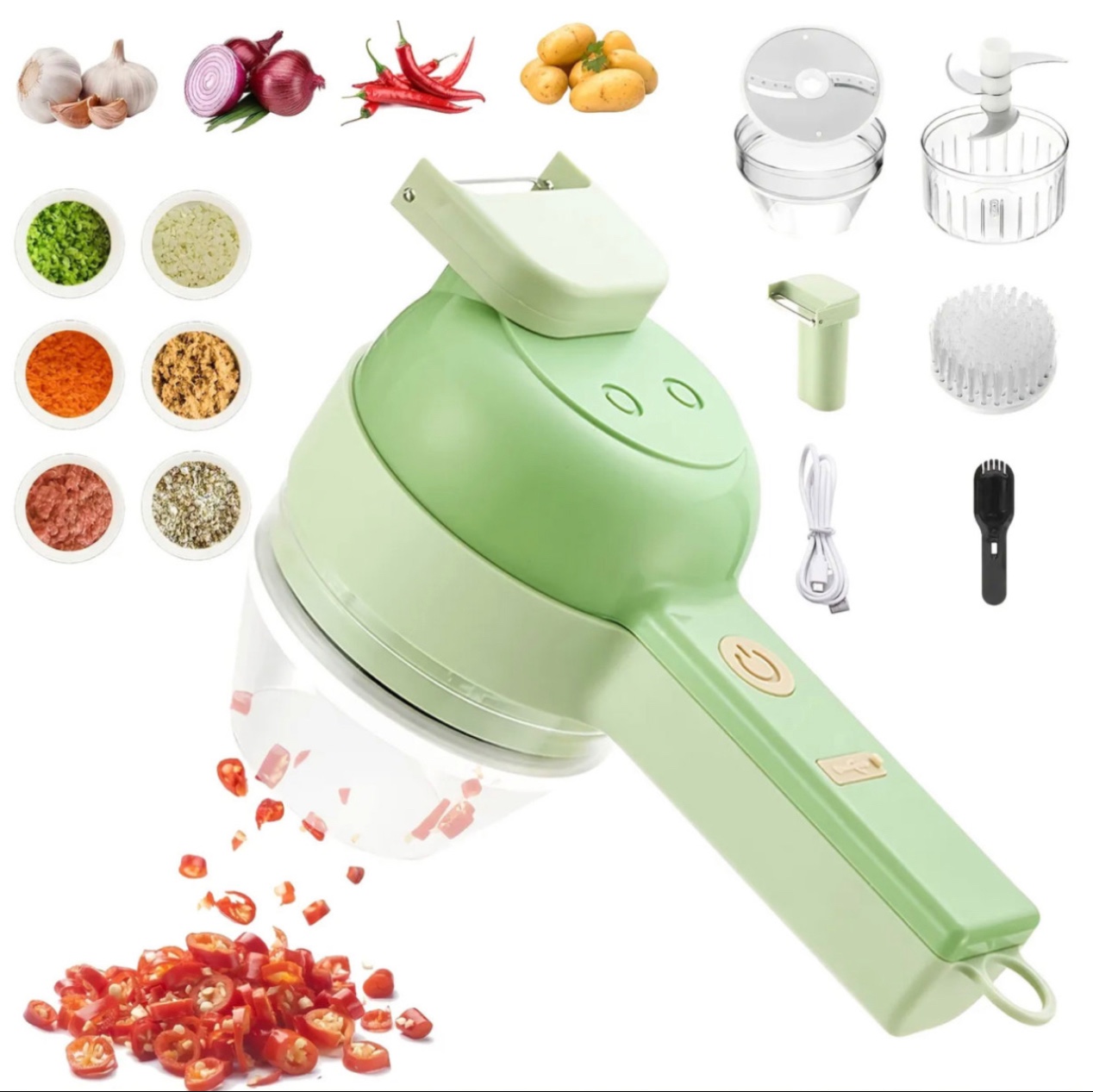 خردکن سبزیجات و غذاساز شارژی 4 در 1 Vegetable Choppers Food Chopper