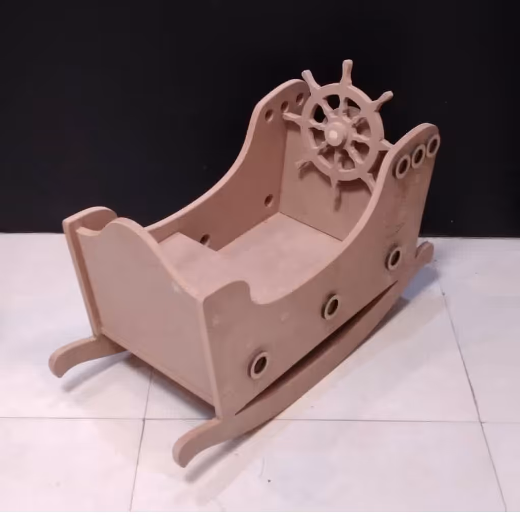  راکر  قایق چوبی مناسب بازی و سیسمونی کودک خام و بدون رنگ رنگاچوب