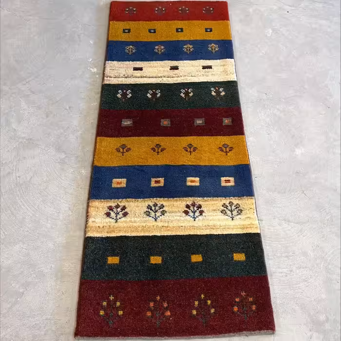 گبه دستباف  کناره طرح رنگین کمانی کد 1073