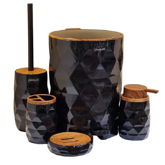 ست بهداشتی 5 پارچه آناناسی مشکی طرح چوب کنتراست