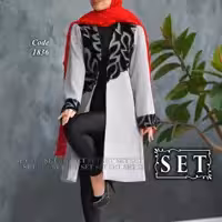 مانتو کرپ مجلسی مدل پارمیدا رنگ طوسی برند SET