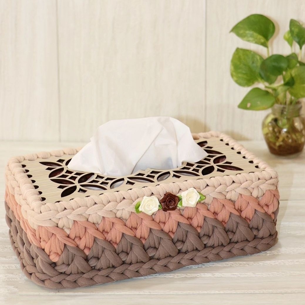 جعبه دستمال کاغذی از جنس تریکو