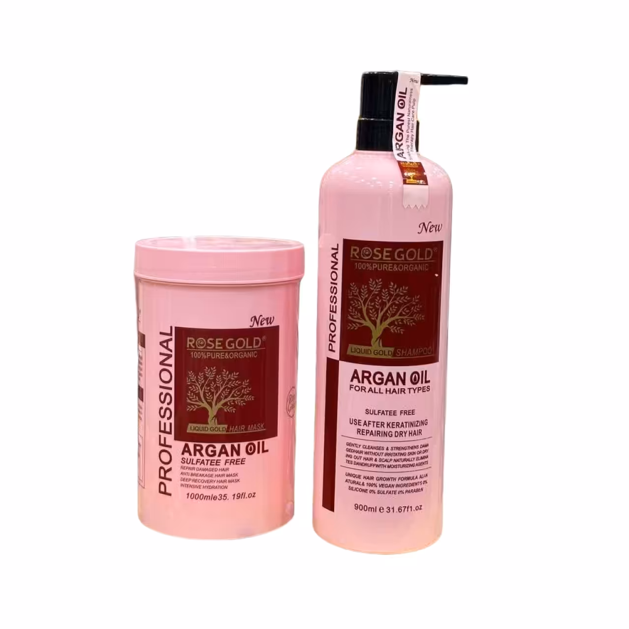 پک شامپو و ماسک مو آرگان رزگلد Rose Gold بدون سولفات