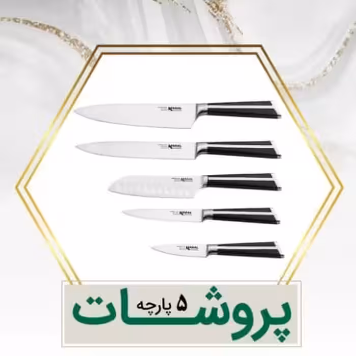 ست چاقوی آشپزخانه 5 پارچه کارال مدل پروشات دسته و بدنه یکپارچه از استیل ضد زنگ