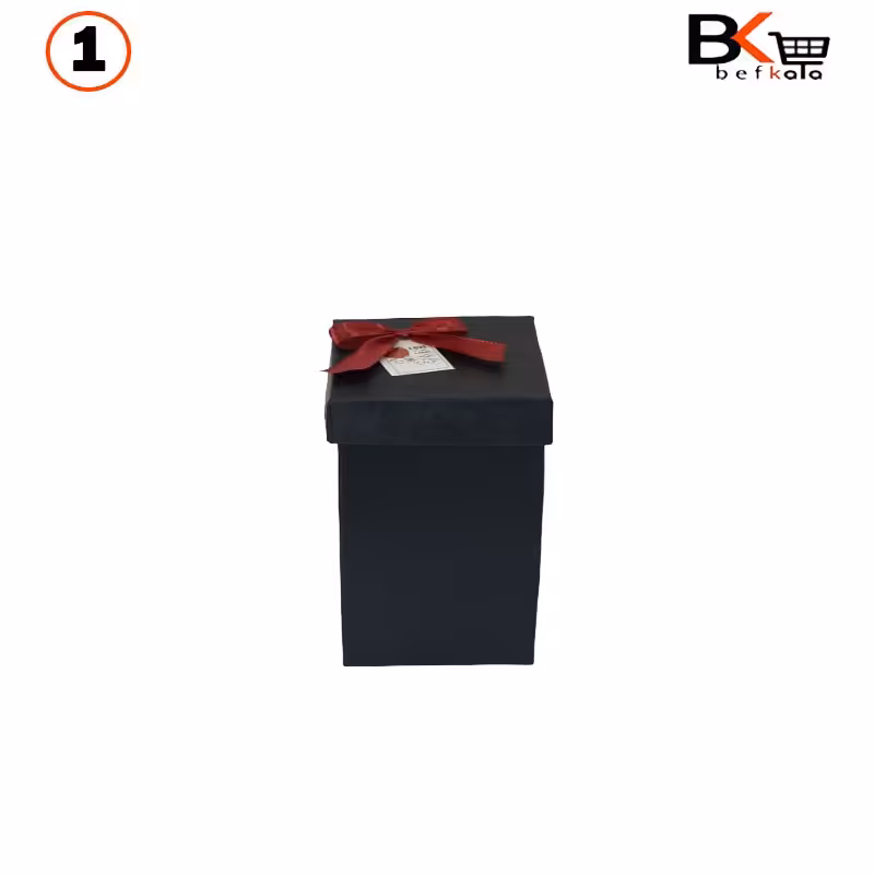 باکس کادویی مکعب مستطیلی  ایستاده پاپیون دار مشکی کد  43سایز یک