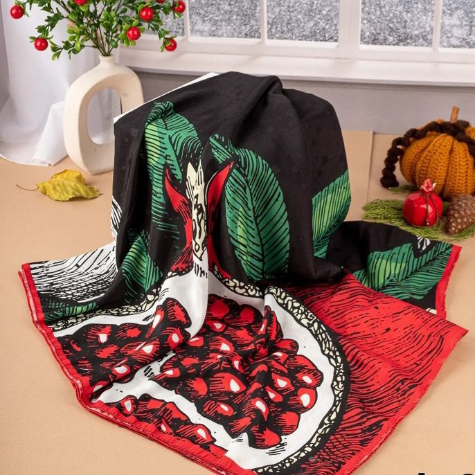 روسری یلدایی پاییزه نخی قواره 140×140 کیفیت بالا عالی