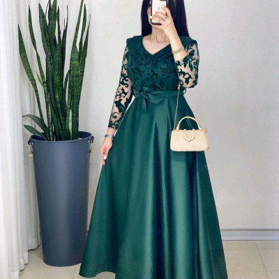 پیراهن مهمانی زنانه مخمل فلوک مدل ماکسی مجلسی شهرزاد