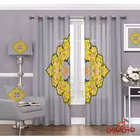 پرده سنتی زرد و طوسی کد 3294