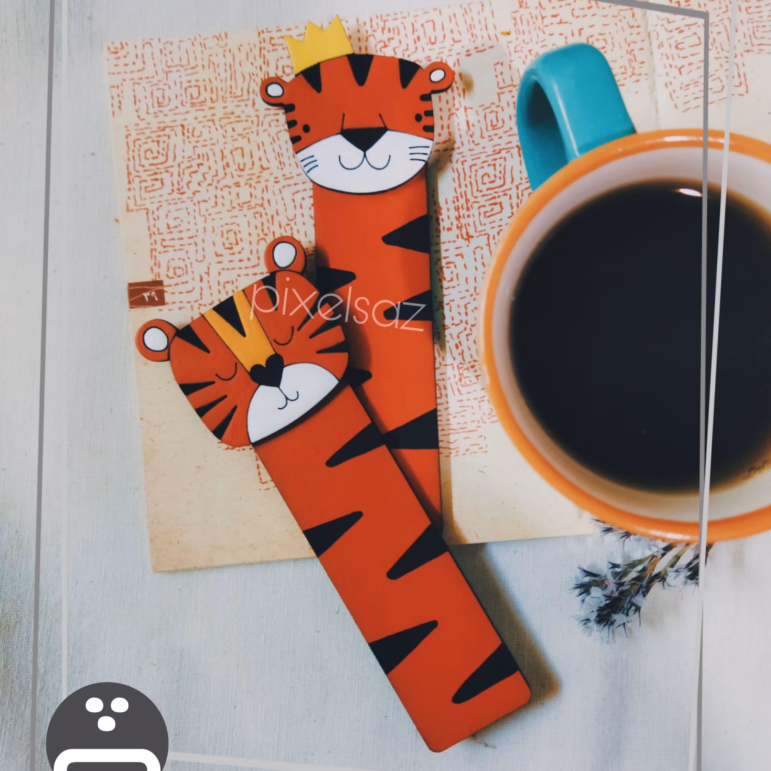 بوکمارک طرح بَبری پیکسل ساز/جنس چوبی و نقاشی شده/طول13سانت/مناسب برای نشان گذاری