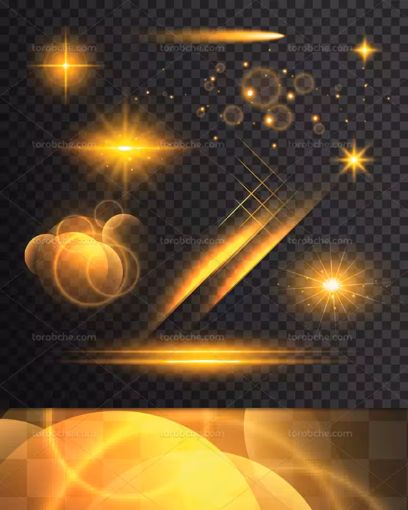 وکتور افکت های نور زرد | گرافیک با طعم تربچه