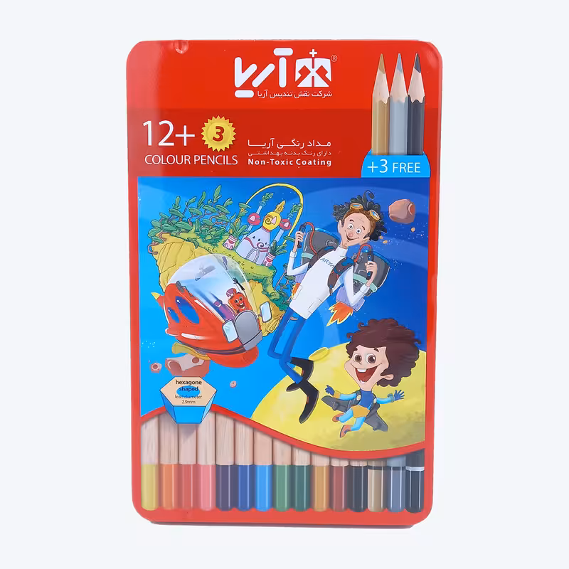 مداد رنگی 15رنگ آریا طرح فضانورد مدل 3021