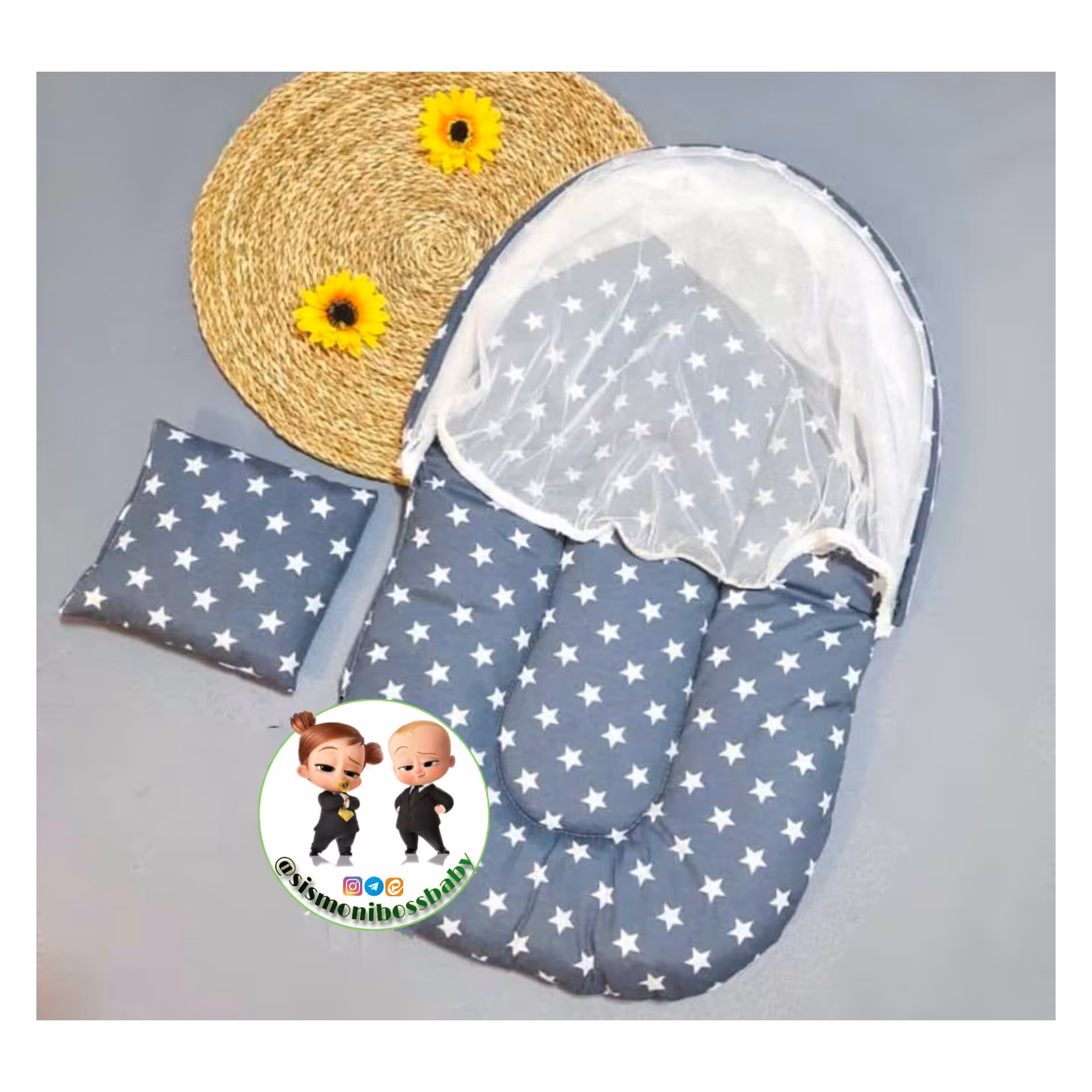 پشه بند تشک دار نوزادی همراه بالشت- دو منظوره 