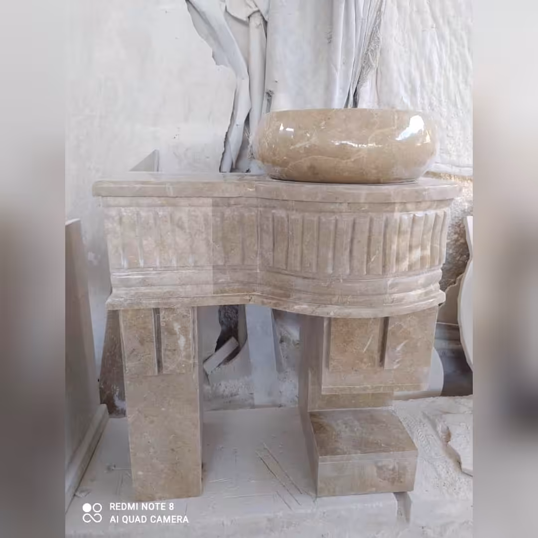روشویی سنگی طبیعی با قاب آینه،طرح گیتاری  ،نسکافه ای