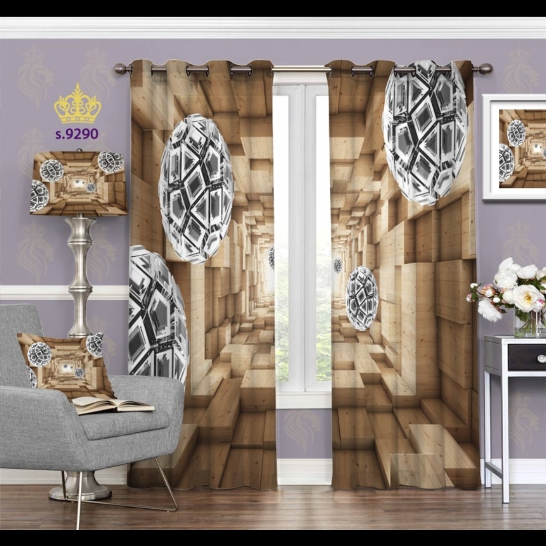 پرده پذیرایی دو قواره طرح سه بعدی کد S9290