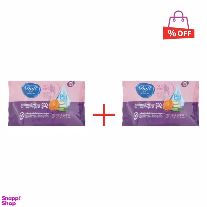 دستمال مرطوب دافی (Dafi) مدل wo2 بسته 20 عددی مجموعه 2 عددی