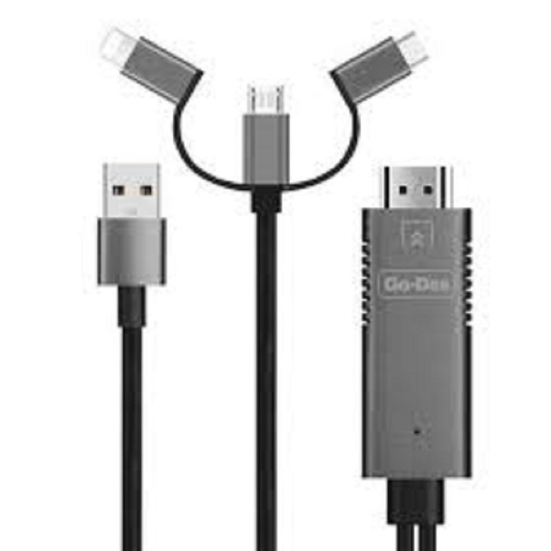 کابل تبدیل USB به HDMI مدل 3in1 HDTV(انتقال تصویر گوشی به تلویزیون)
