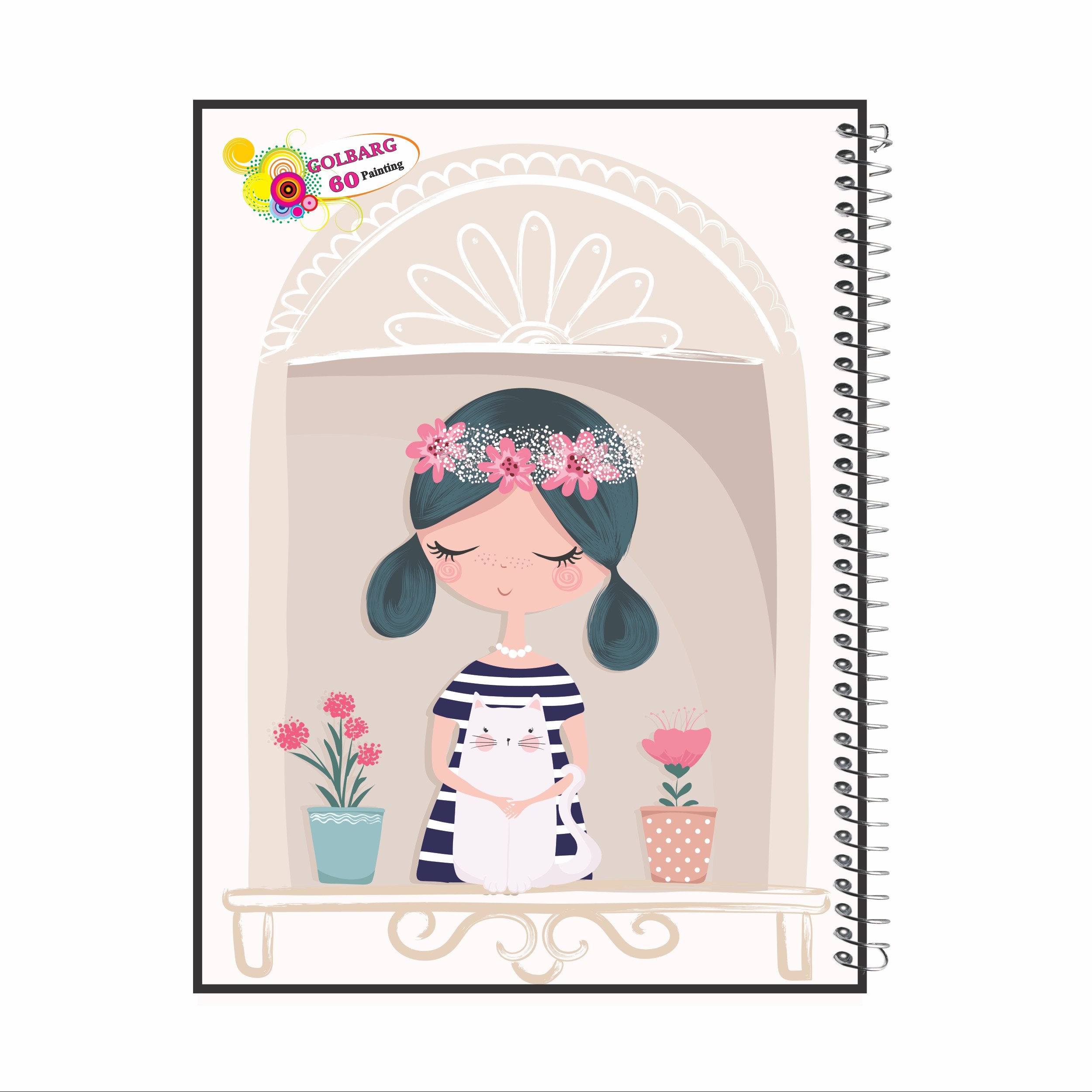 دفتر نقاشی 60 برگ گلبرگ طرح دخترانه کد 182