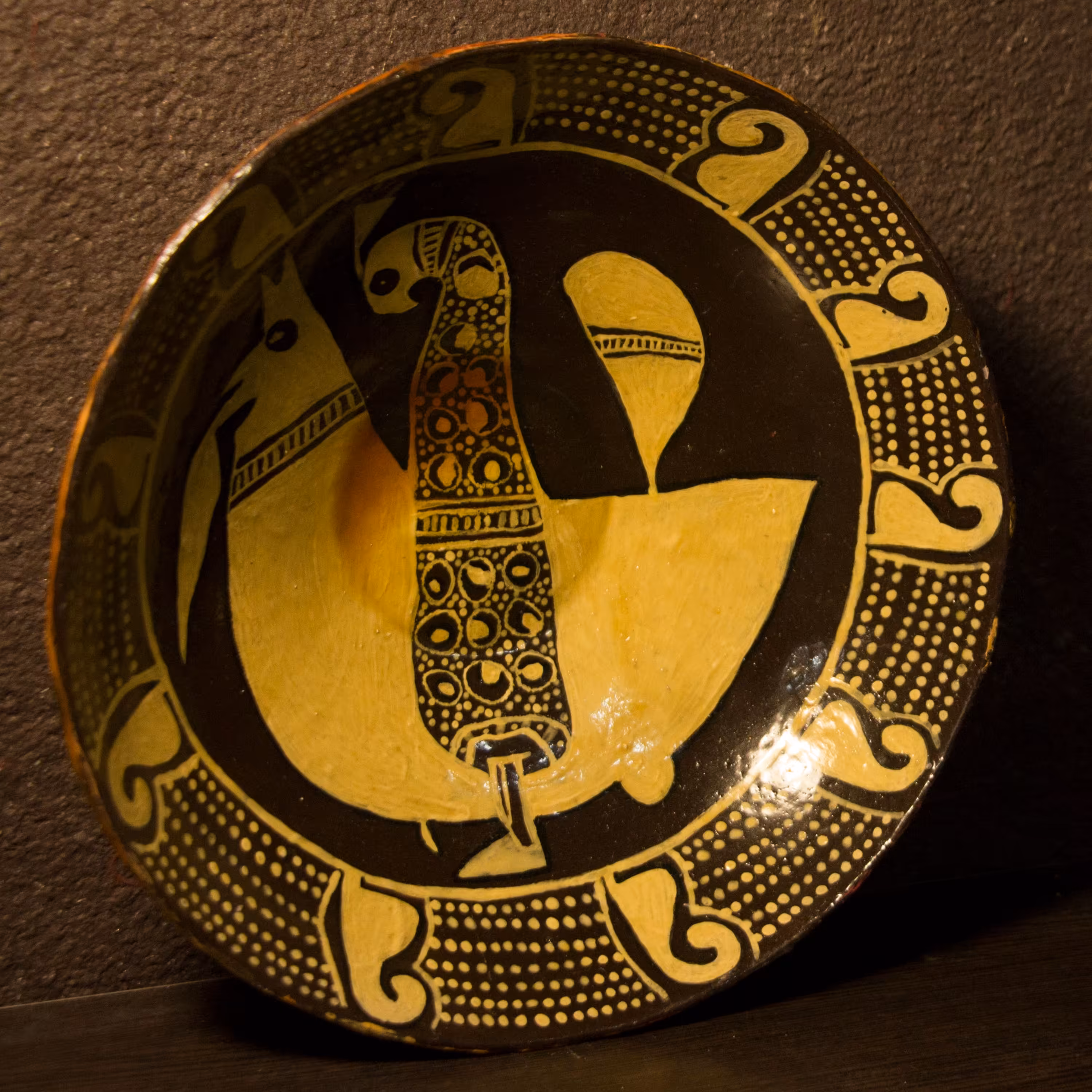 کاسه ی پاپیه ماشه حاشیه بندی شده آبستره ی ایرانی کد 011-130201