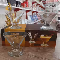 بستنی خوری شیشه ای مدل(لونا)بسته 6 عددی،بسیار خوشکل و شفاف،کیفیت عالی،پایه های کلفت،مناسب ژل،دسر و انواع پذیرایی
