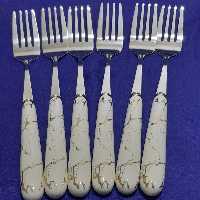 چنگال دسته سرامیکی6عددی طرح سنگی استیل 