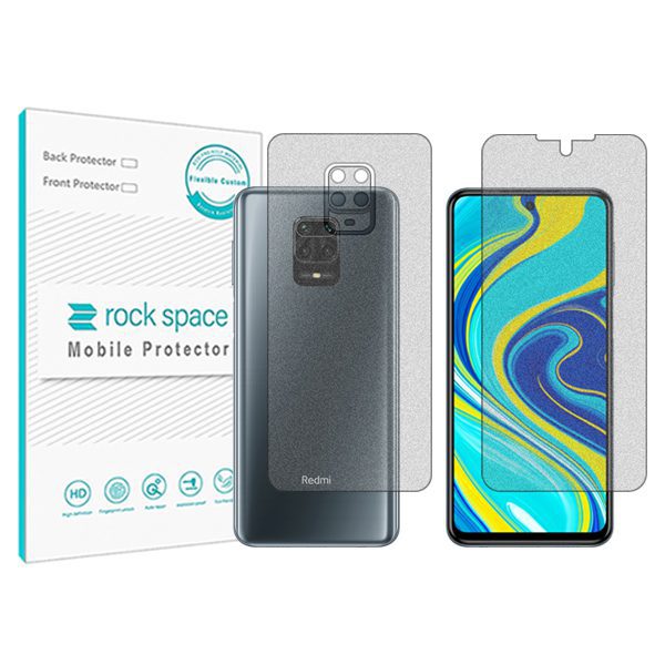 گلس صفحه نمایش و پشت گوشی شیائومی Redmi Note 9S مدل نانو هیدروژل گیمینگ برند راک اسپیس کد SS