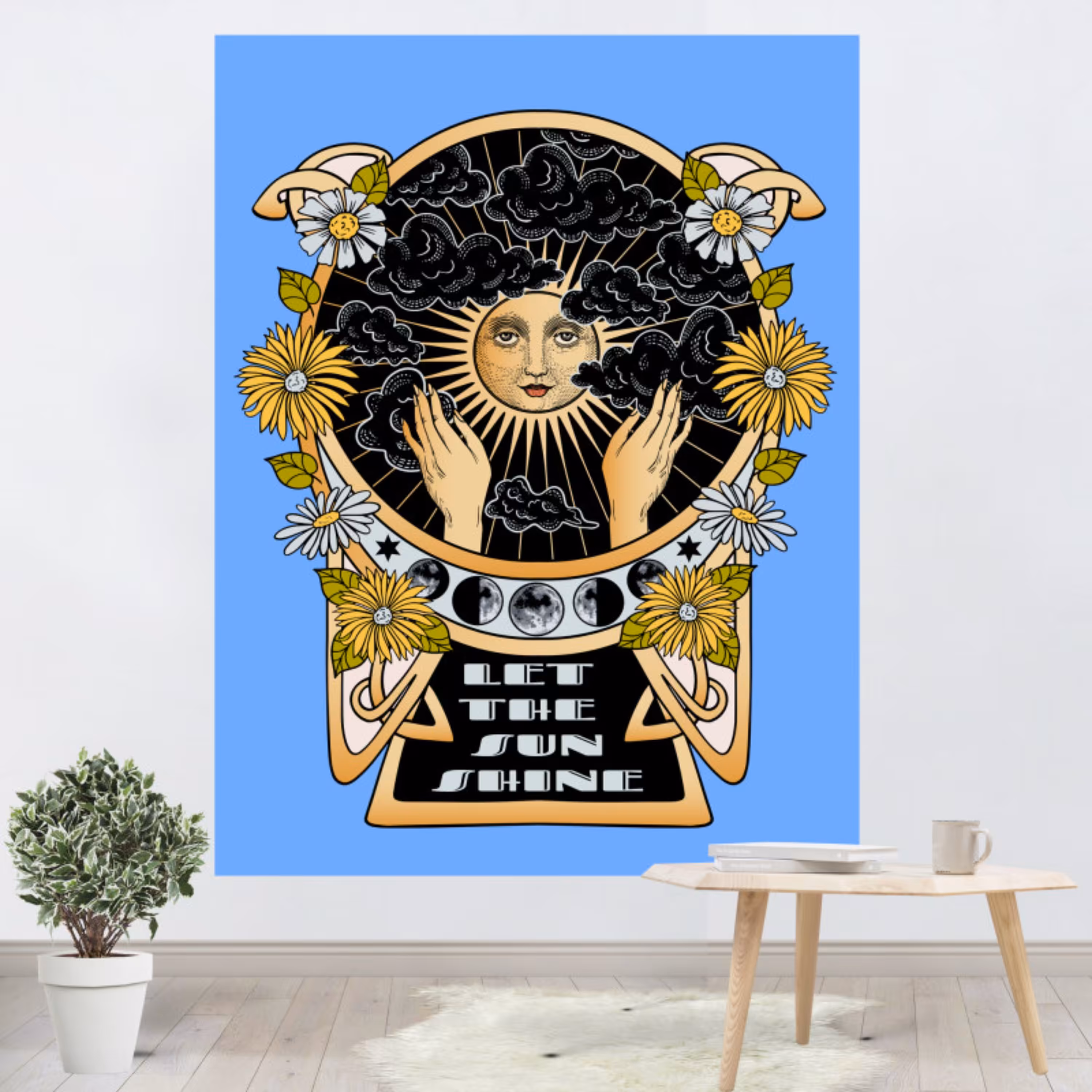 پوستر پارچه ای طرح تپستری ماه و خورشید کد 024