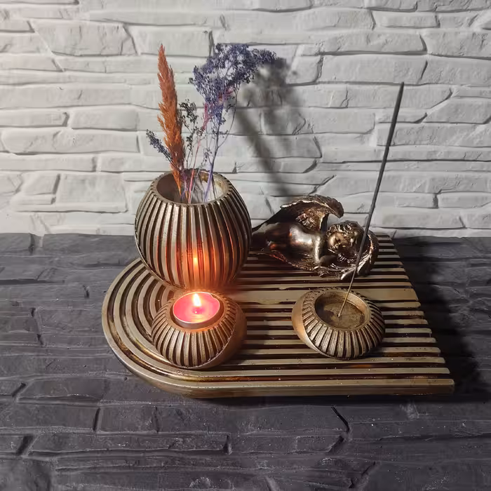 دکوری سنگی.دکوری بتنی.جا عودی.جاشمعی.اکسسوری.ست رزین.سنگ مصنوعی