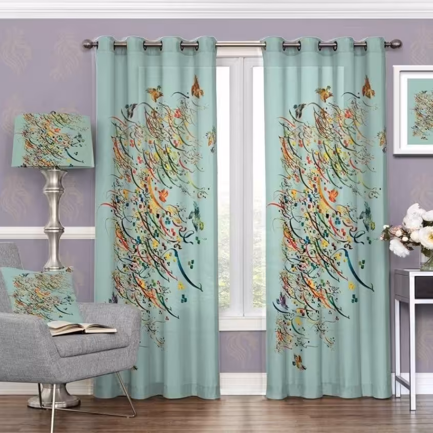 پرده چاپی  پانچ  طرح   خط نوشته (نستعلیق)  کد 3053