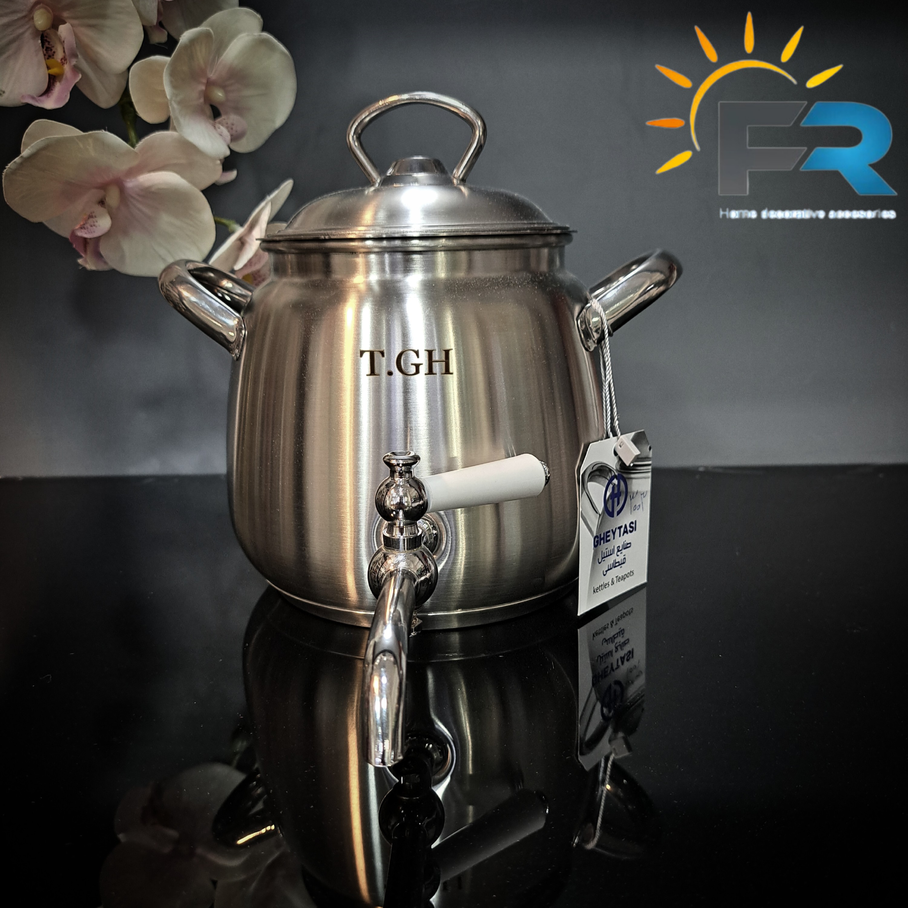 کتری شیردار  2.5 لیتر T.GH استیل مات کف چدن مدل 3003