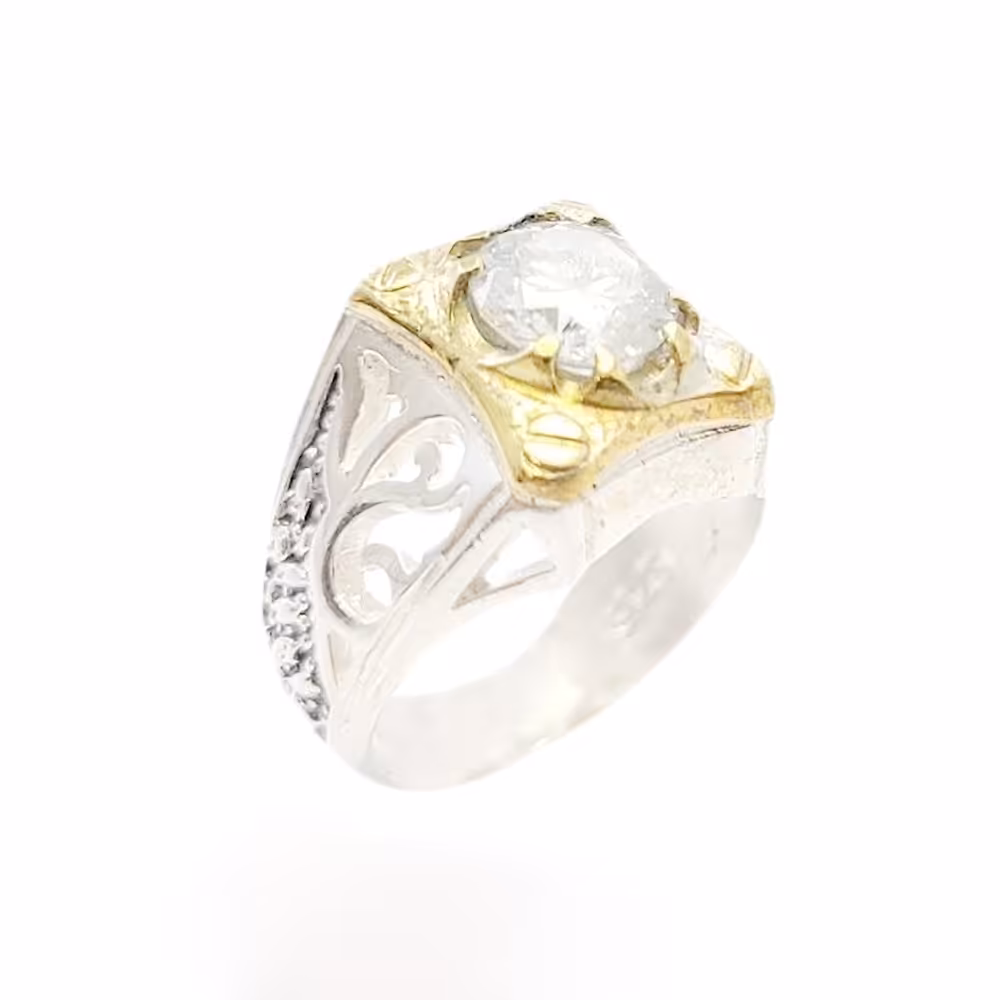 انگشتر نقره مردانه موزانایت سفید کد 96691