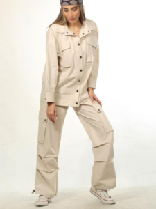 ست شومیز شلوار کارگو فری سایز 36 تا 46 جنس لنین