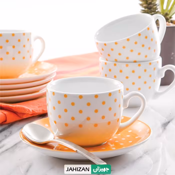 سرویس چای خوری زرین 12پارچه اسپاتی نارنج سری ایتالیا