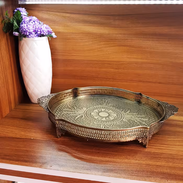 سینی لبه دار بیضی آنتیک (چایخوری _ اکسسوری _ پذیرایی _ سینی چای خوری)