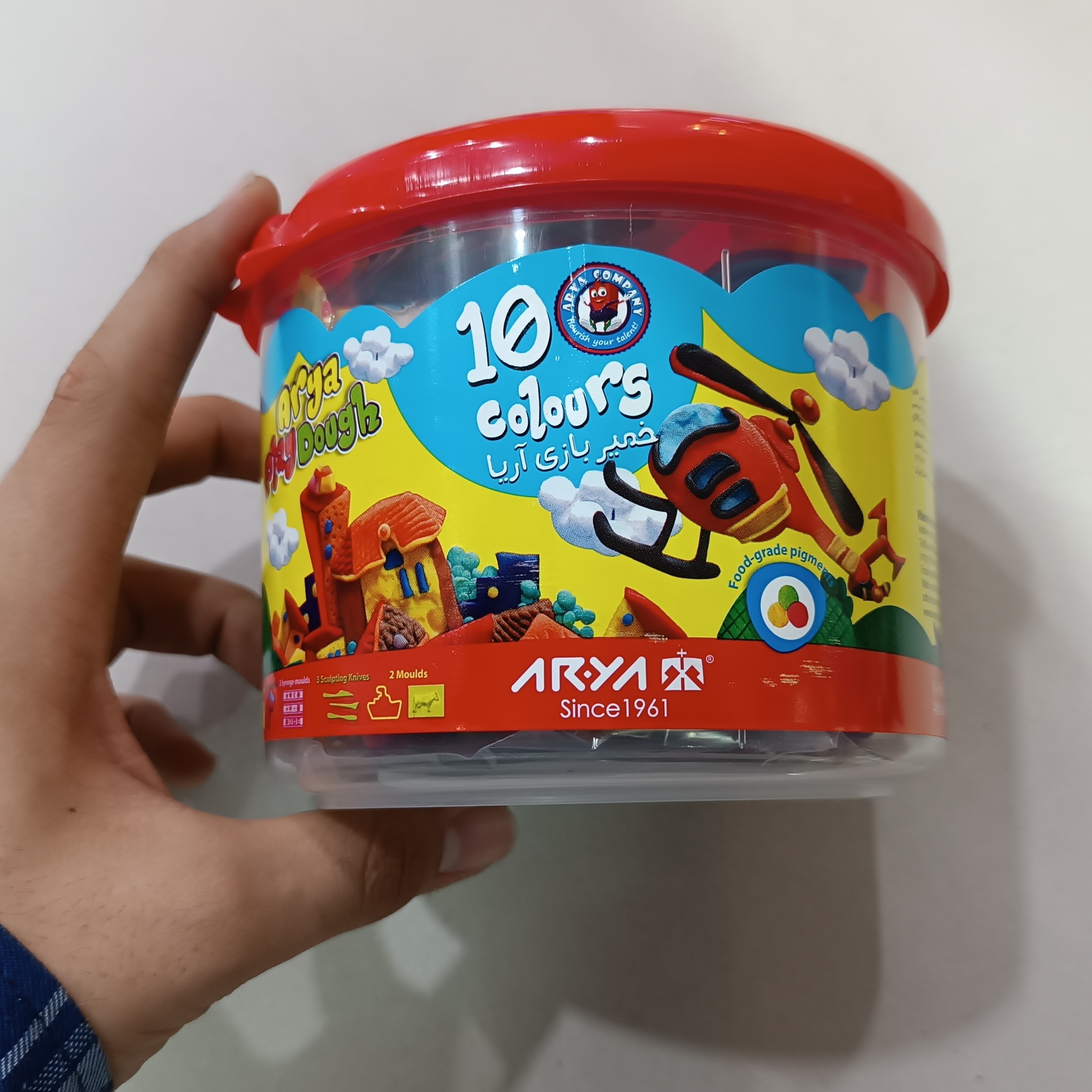 خمیر بازی سطلی 10 رنگ آریا