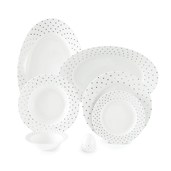 سرویس چینی زرین 6 نفره غذاخوری اسپاتی پلاتینی (28 پارچه)