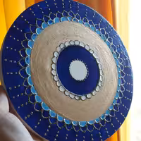 چشم نظر قطر 20 سانت کارشده روی بوم نقاشی سبک و قابل شستشو