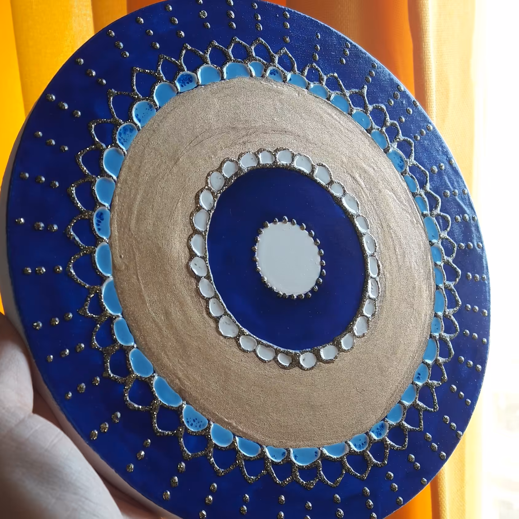 چشم نظر قطر 20 سانت کارشده روی بوم نقاشی سبک و قابل شستشو