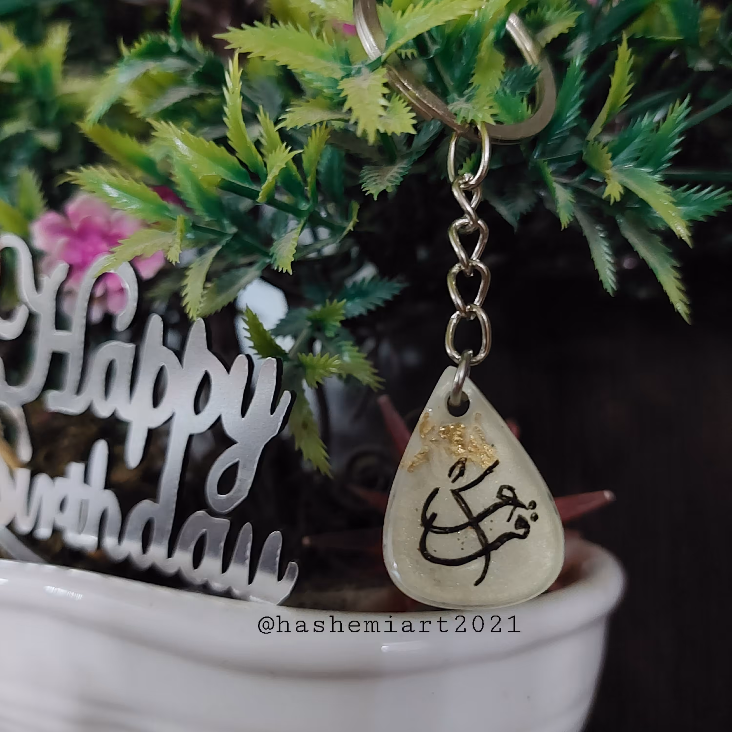 جا کلیدی رزینی عشق خوشنویسی شده توسط خطاط