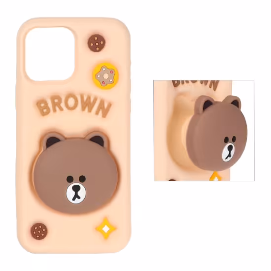 قاب گوشی موبایل سیلیکونی مدل Brown استندشو