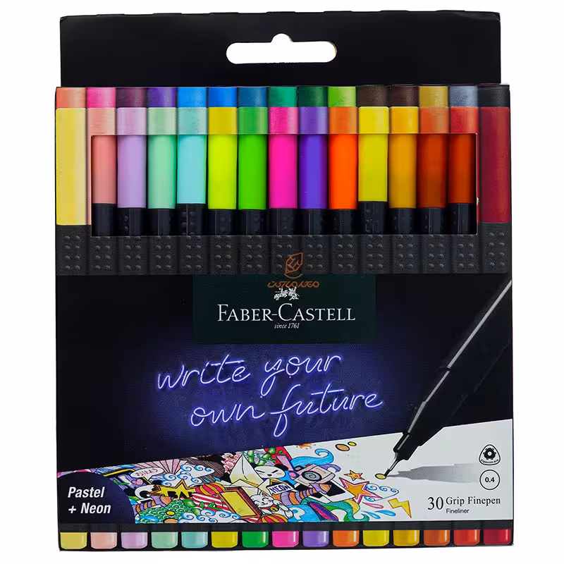 روان نویس 30 رنگ مدل پاستلی نئون فاین پن فابرکاستل FABERCASTELL